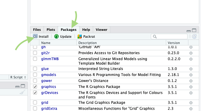 Install package and load Rstudio